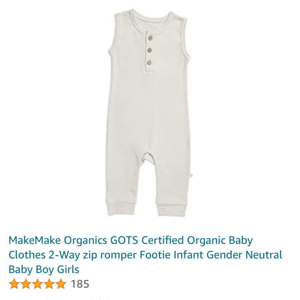 Makemake Organics Cream Onesie, Sz 6-12 month